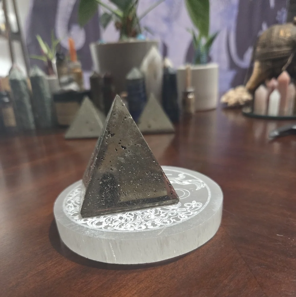 Iron Pyrite Druzy Pyramid #1 - Picture 2 of 12
